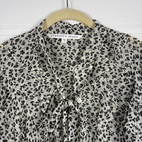 Tie-Neck Ruffle Blouse by Veronica Beard - Picture 2 of 8
